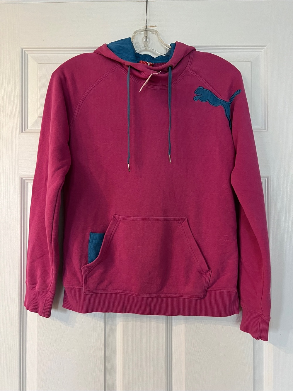 Puma Women's Magenta Hoodie with Blue Accents